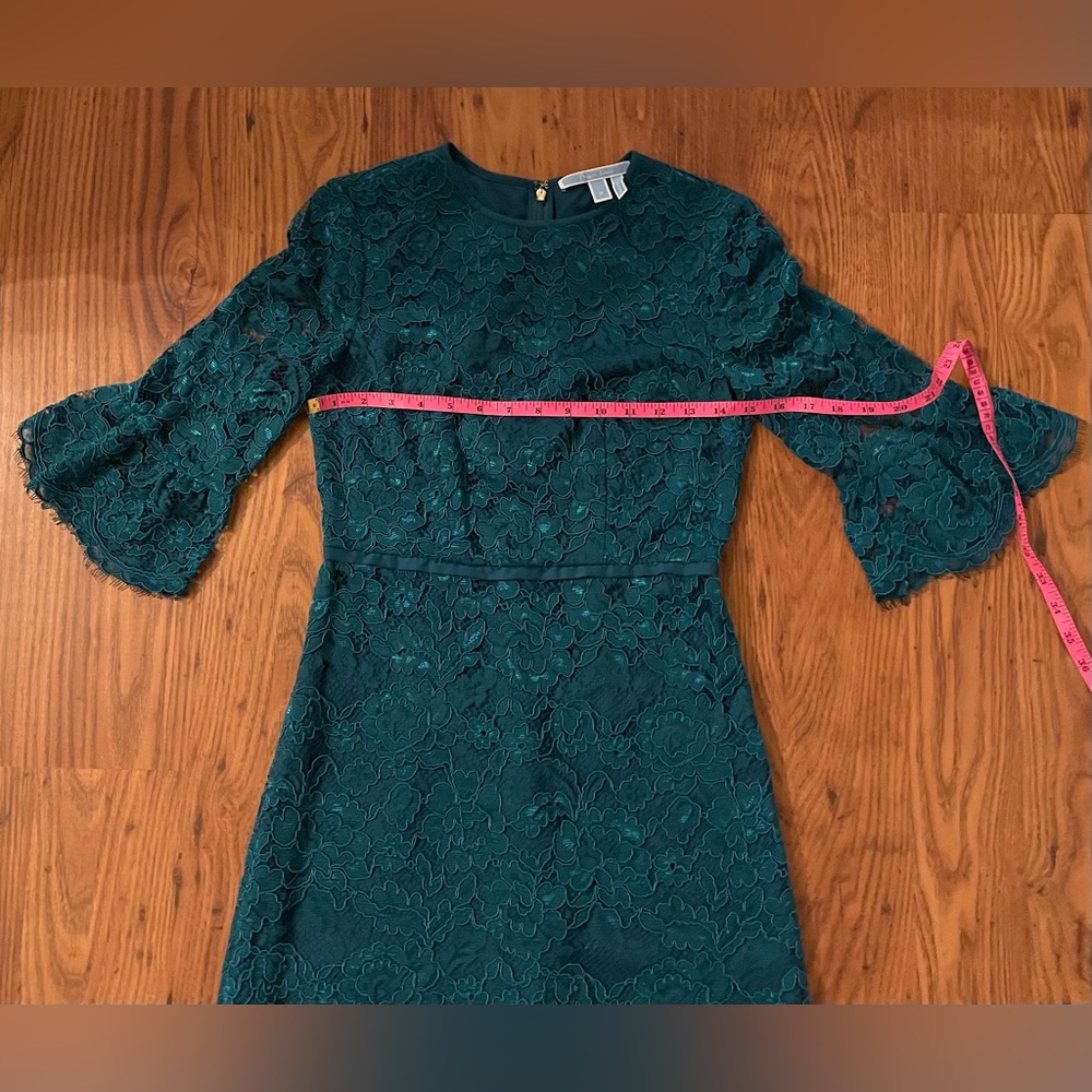 Draper James Teal Lace Bell Sleeves Fit & Flare Dress - Picture 2 of 6
